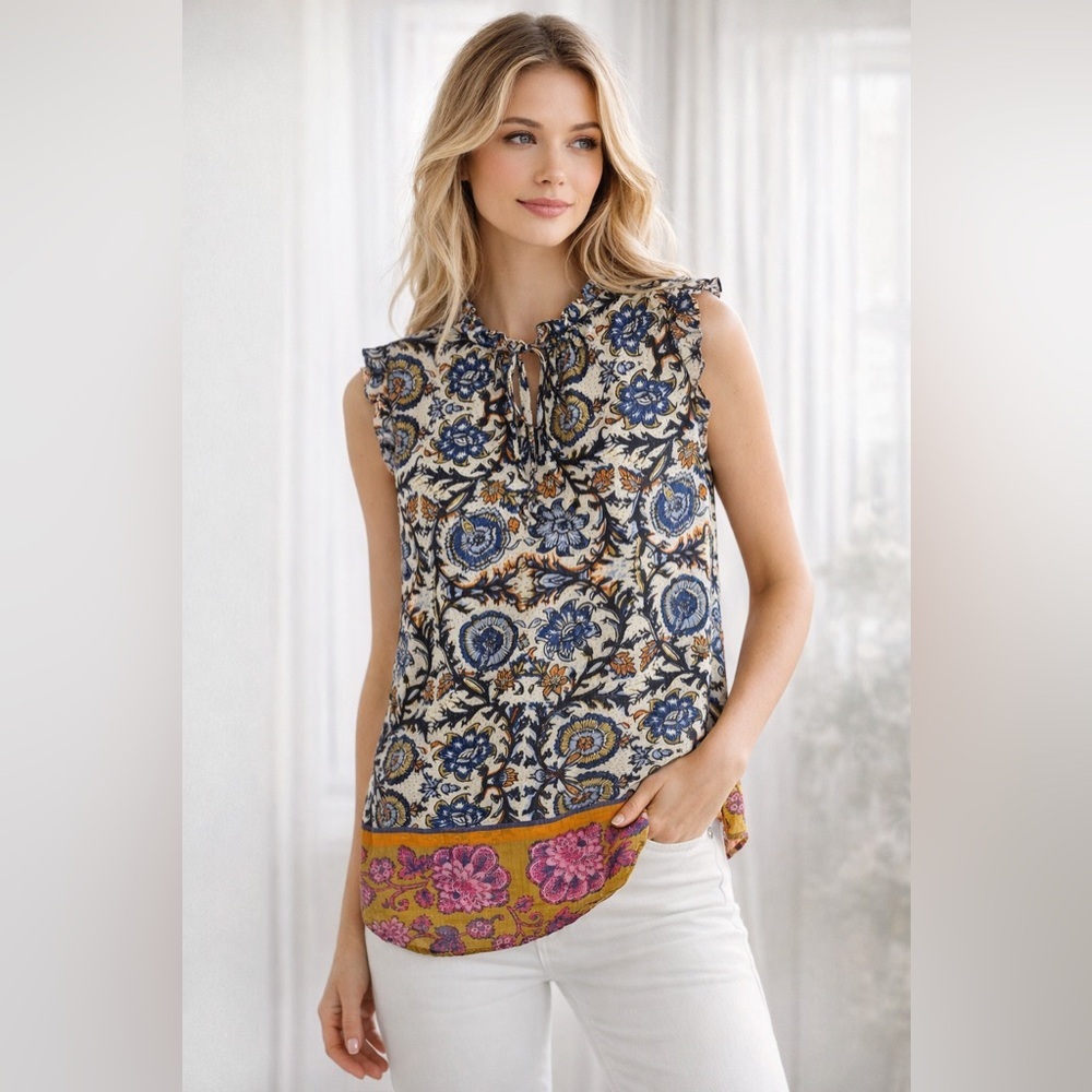 Joie Floral Sleeveless Blouse Size SP Boho Lightweight floral summer top